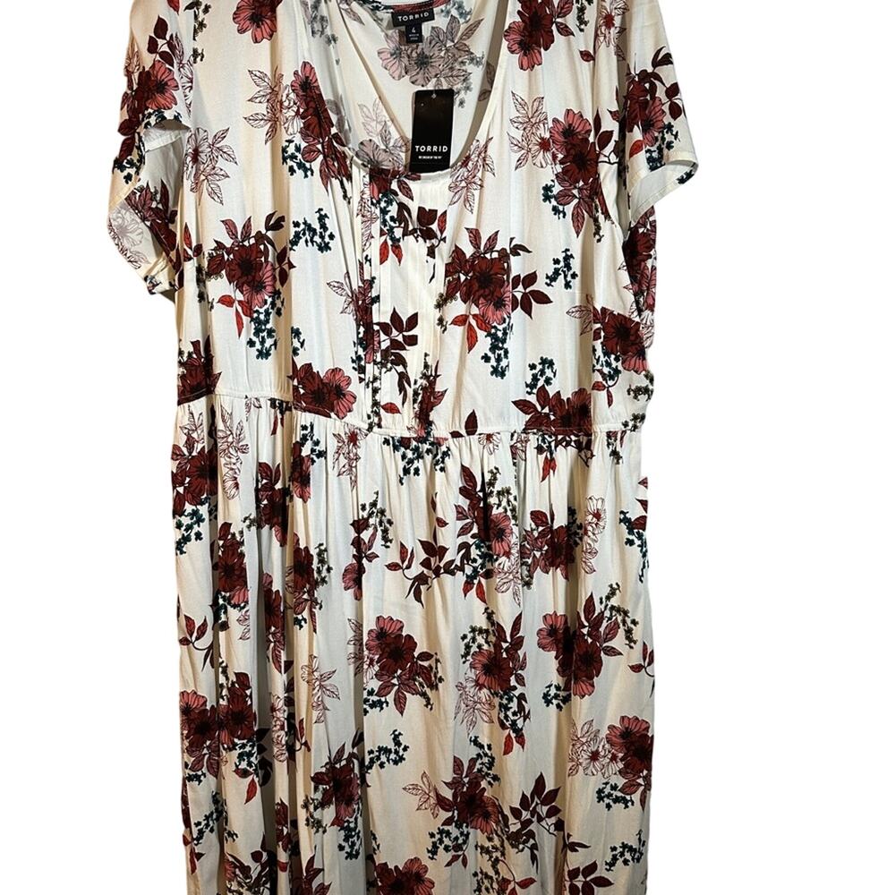 Torrid Ivory Floral Challis Mini Dress - Size 4X - NWT - Boho Cottagecore - Picture 6 of 11